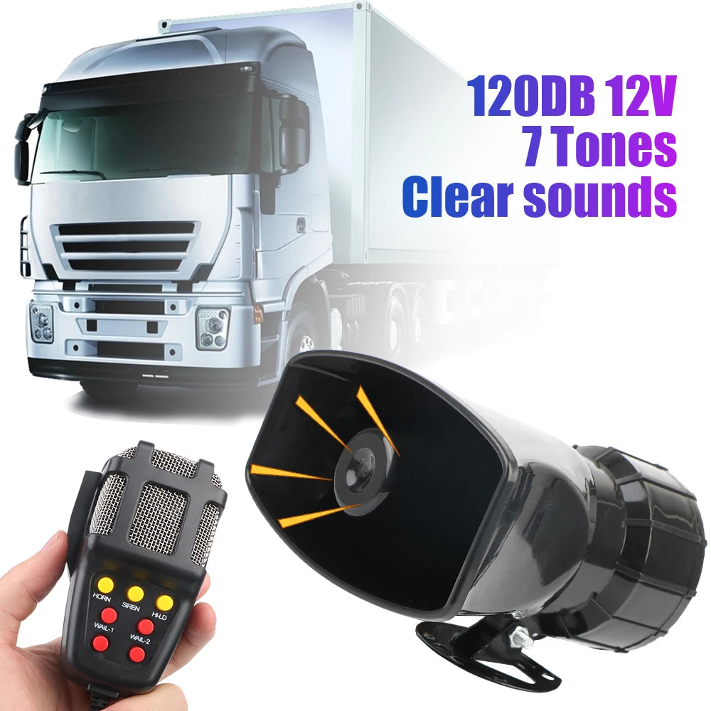 7-Sound 12V 100W 120dB Car Siren Horn & PA Speaker System Car Siren Horn Axl