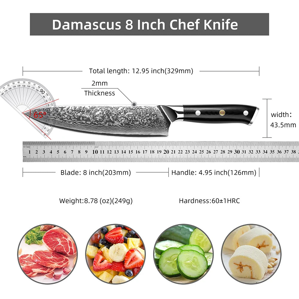 Sunnecko 73-Layer Damascus Steel Kitchen Knife Set | 1-4 Pc Kitchen Knife Set Axl 8 Inch Chef Knife China Mainland
