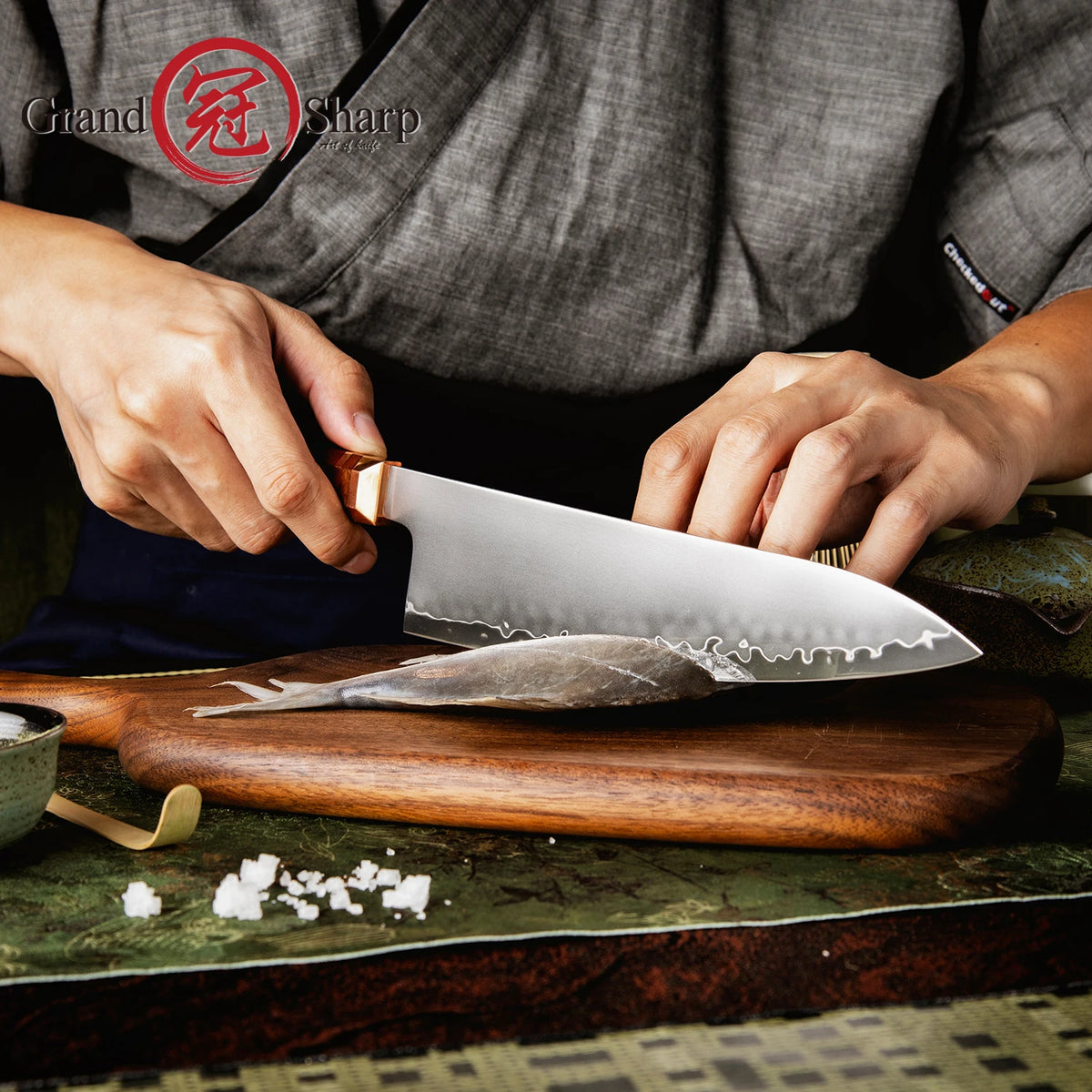 Grandsharp 8.5" Chef Knife ZDP-189 Steel & Mkuruti Wood Handle Chef's Knife Axl