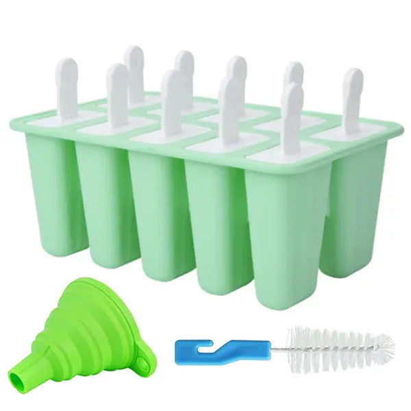 BPA-Free Silicone Popsicle Molds 6/10 Cavity Ice Pop Maker Ice Pop Mold Set Axl 10-cavity Green