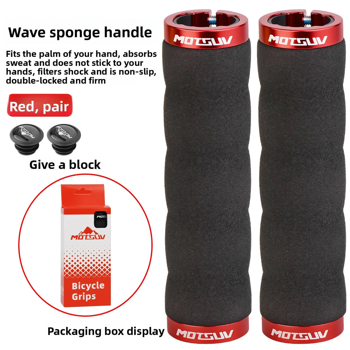 Double Lock-On Bike Handlebar Grips – Anti-Slip Aluminum MTB Bike Handlebar Grips Axl Red