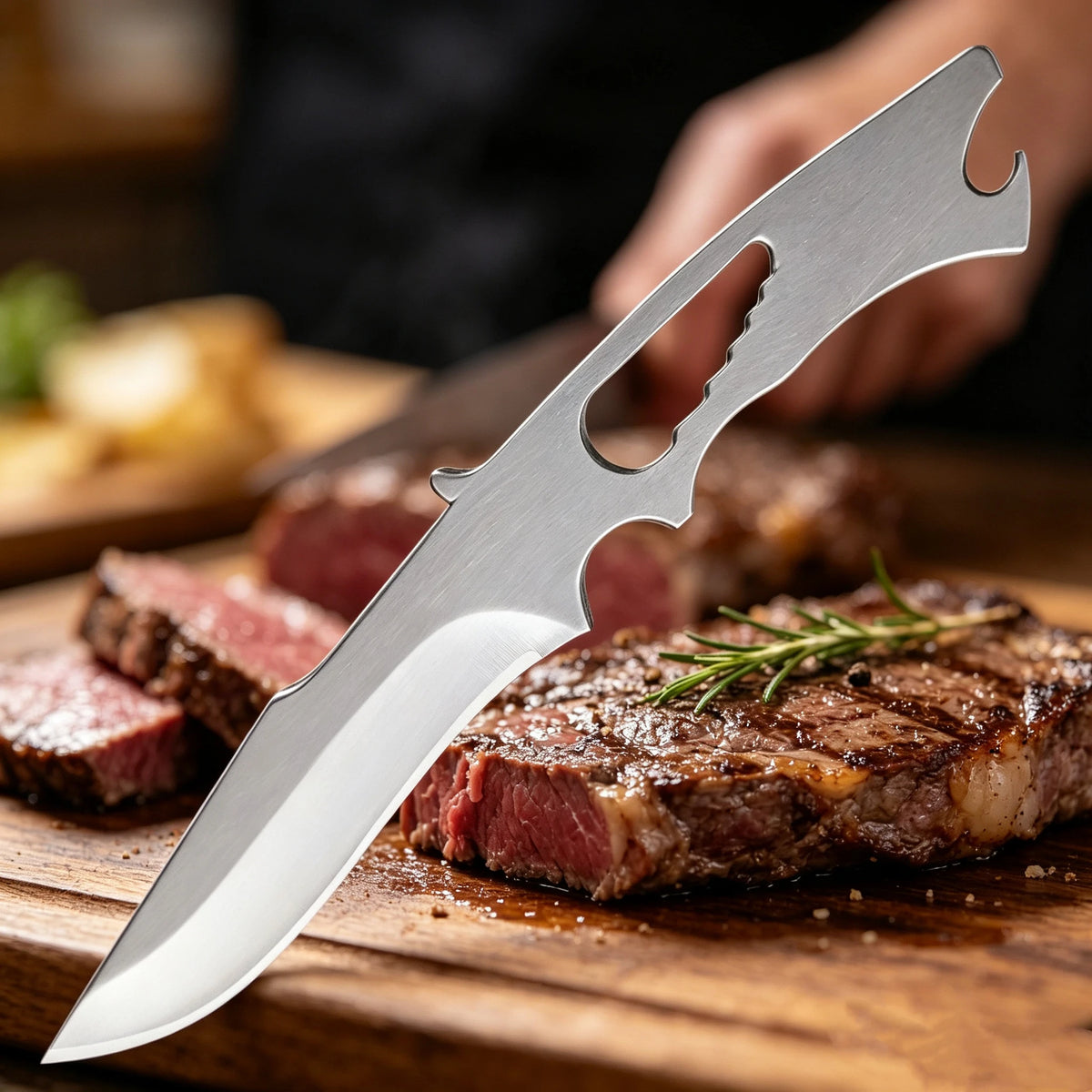Mirror Polished Stainless Steel Fruit & Steak Knife – Bottle Opener Multi-Function Kitchen Knife Axl