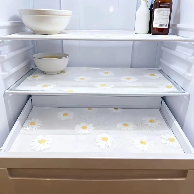5-Pack EVA Fridge Liners – Daisy Washable Anti-Slip Shelf Mats Refrigerator Shelf Liner Axl