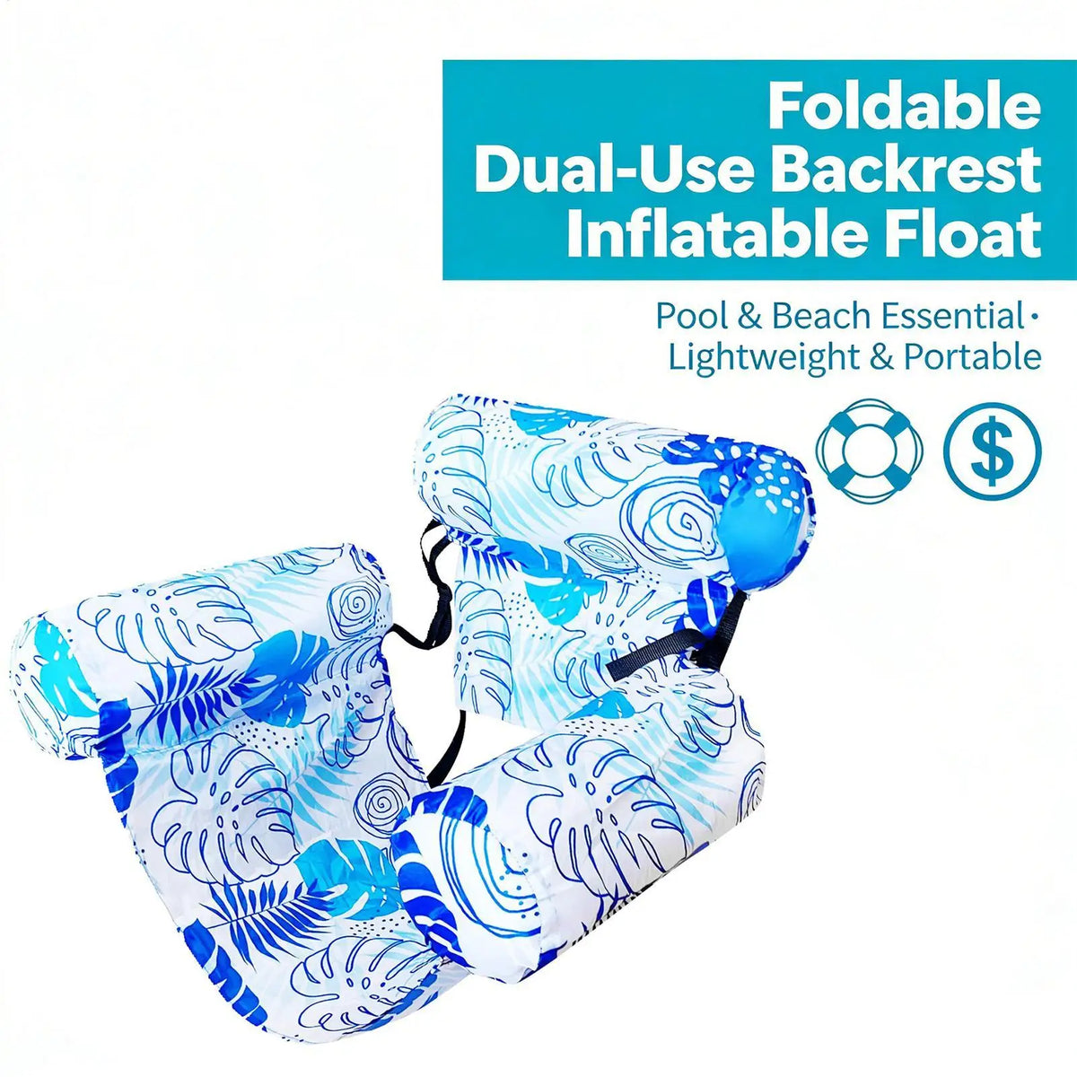 Inflatable Pool Floating Lounger Chair with Armrest & Backrest Pool Float Lounger Axl