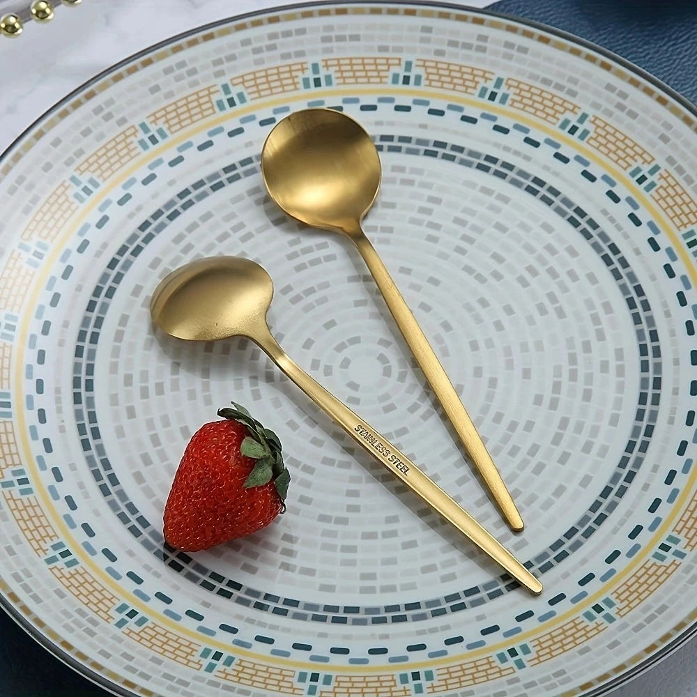 4-Piece Gold Stainless Steel Coffee & Dessert Spoon Set Dessert Spoon Set Axl