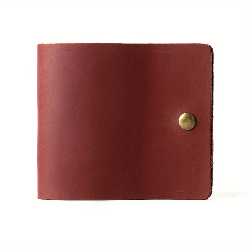 Retro Minimalist Bifold Genuine Leather Card Wallet | Men & Women Leather Bifold Wallet Axl Red