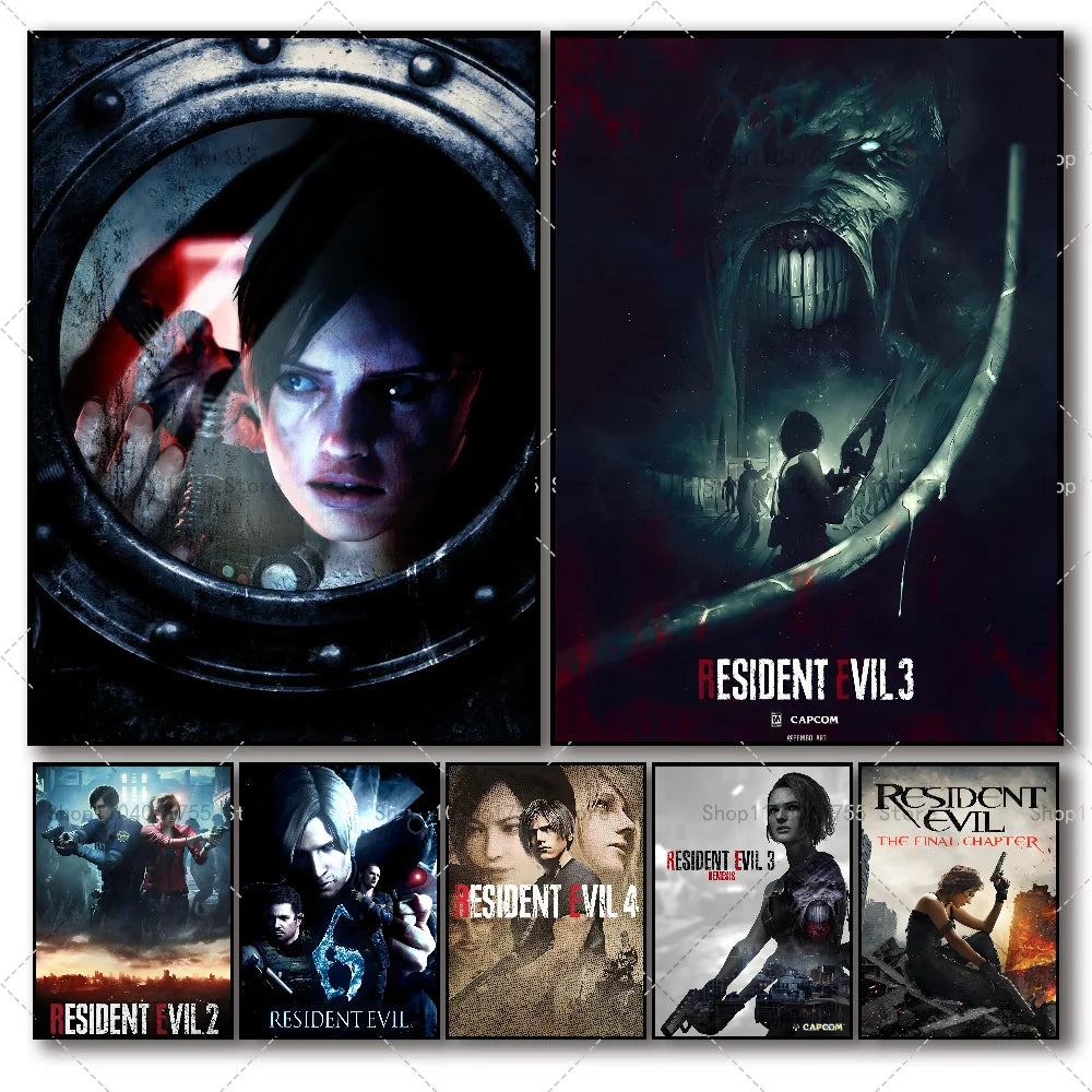 Resident Evil Classic Game Poster – Waterproof Self-Adhesive Wall Art Wall Art Poster Axl