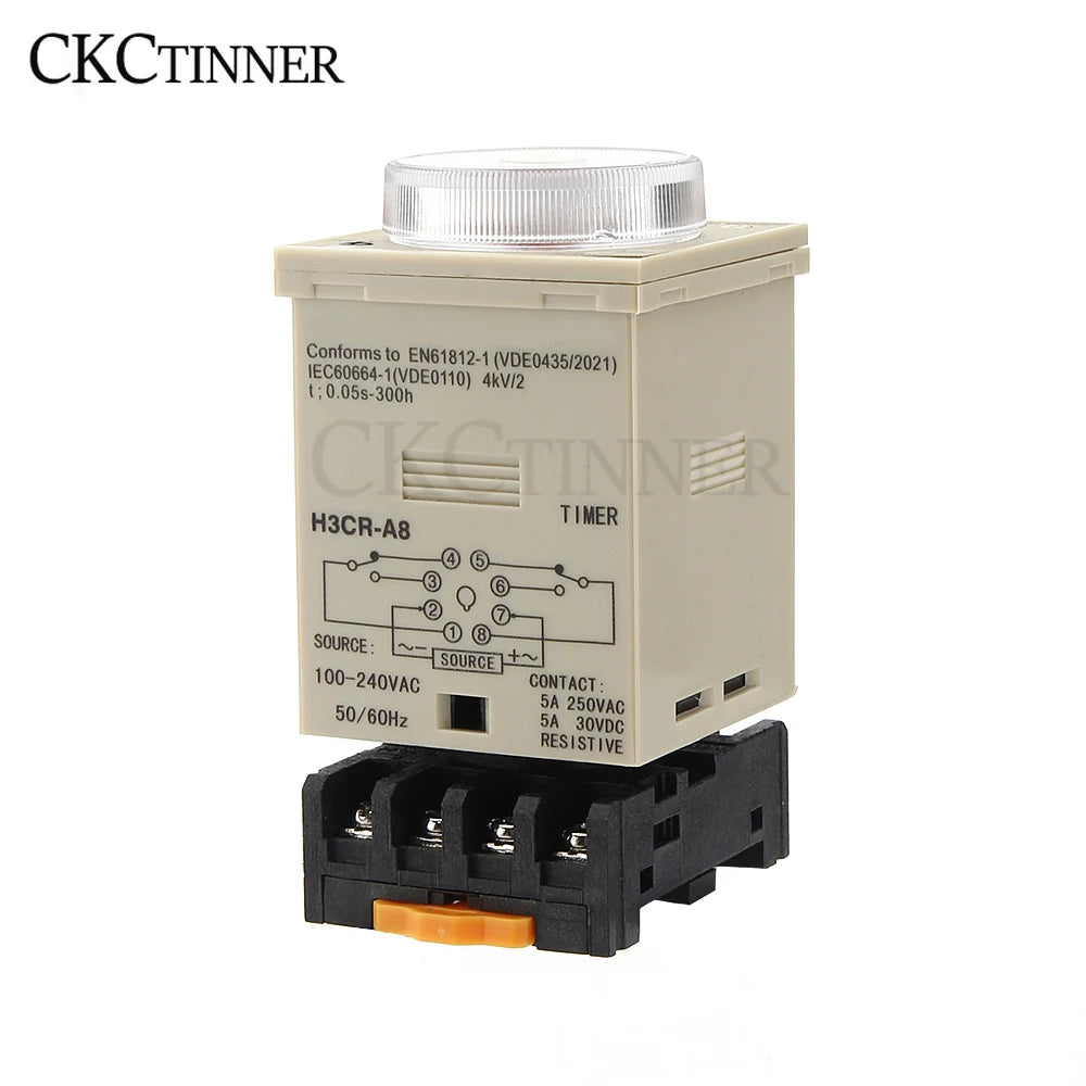 H3CR-A8 Time Relay 24–220VAC/DC | 1.2s–300h 8-Pin Cycle Timer Time Delay Relay Axl