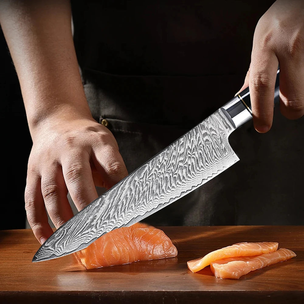 67-Layer Damascus Steel Chef Knife – Kitchen Cleaver Blade Damascus Chef Knife Axl