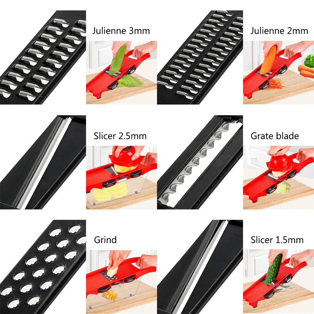 6-Blade Mandoline Slicer Vegetable Grater & Kitchen Tool Set Mandoline Slicer Set Axl