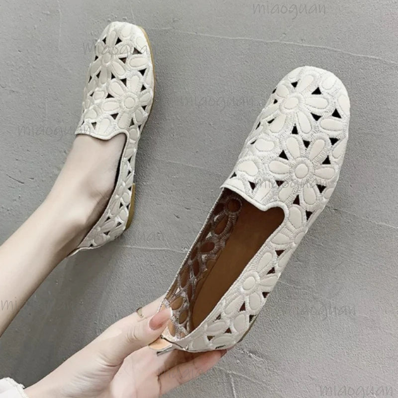 Women's Floral Mesh Slip-On Loafers | Breathable Summer Flats Slip-On Loafers Axl