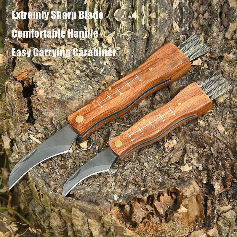 Mushroom Foraging Folding Knife & Brush – Rosewood EDC Folding Foraging Knife Axl