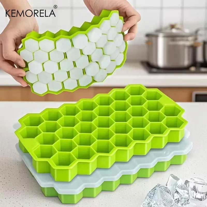 KEMORELA 37-Cell Silicone Honeycomb Ice Tray – Stackable Mold Silicone Ice Tray Axl
