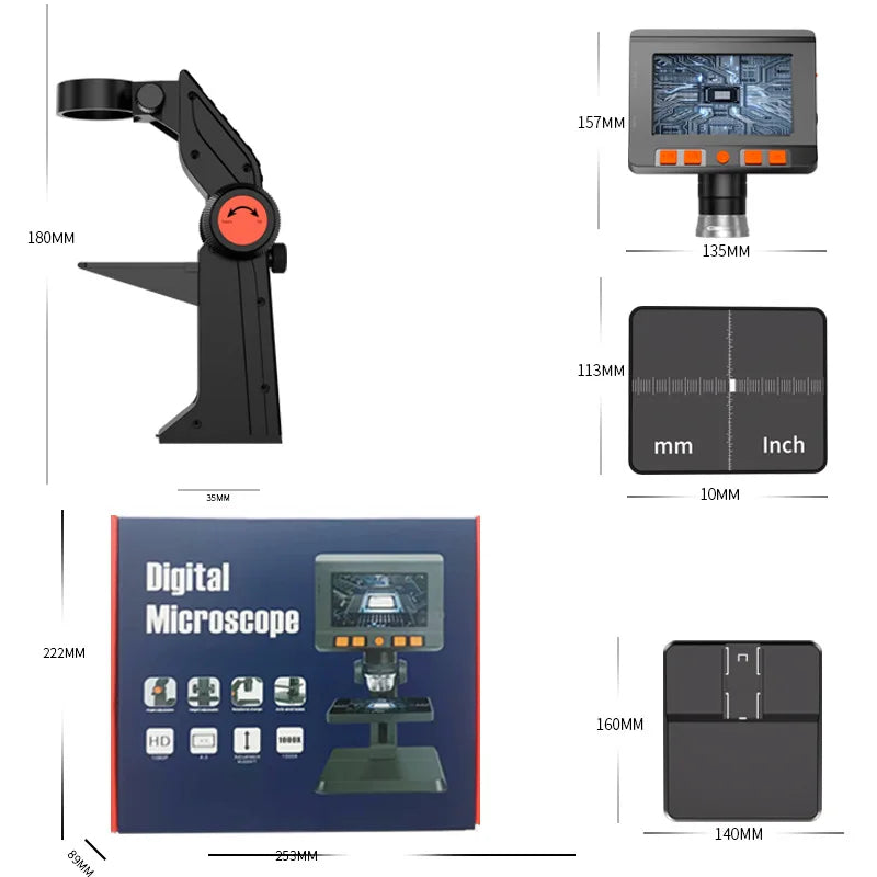 HD Digital Microscope with Screen – 500X Portable Video Digital Microscope Axl P110