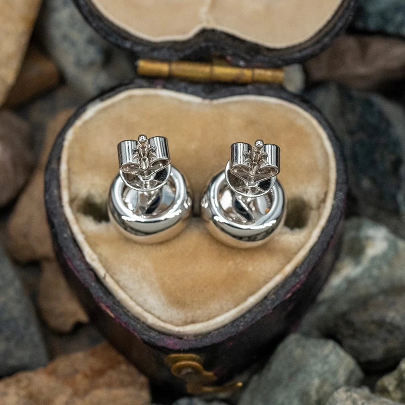 Huitan Blue CZ Round Stud Earrings | Silver-Tone Cubic Zirconia CZ Stud Earrings Axl