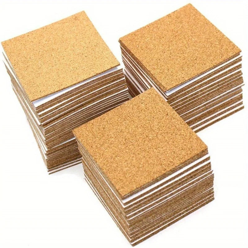 50-Pack Square Self-Adhesive Cork Pads 90mm Anti-Slip Stickers Cork Adhesive Pads Axl