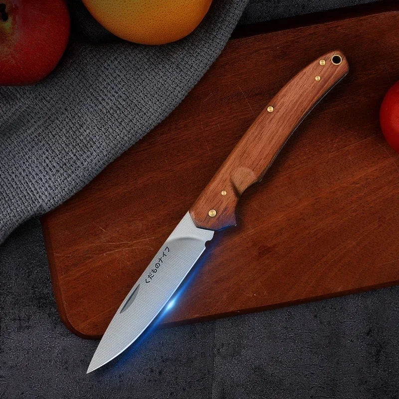 PLYS Folding Fruit Knife – Stainless Steel & Wood Handle Folding Fruit Knife Axl