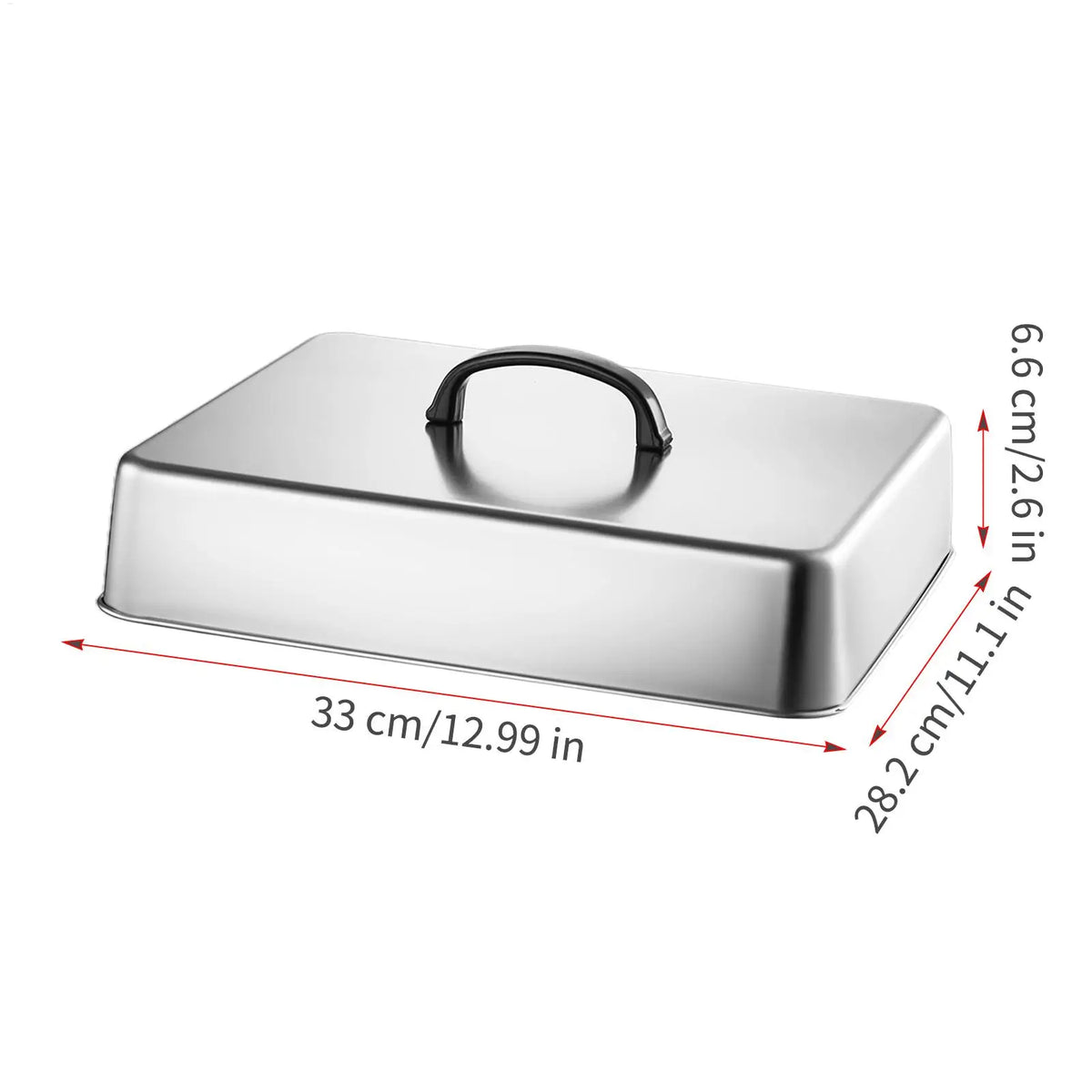 Rectangular Stainless Steel Basting Cover – BBQ Griddle Steam Lid Griddle Steam Cover Axl