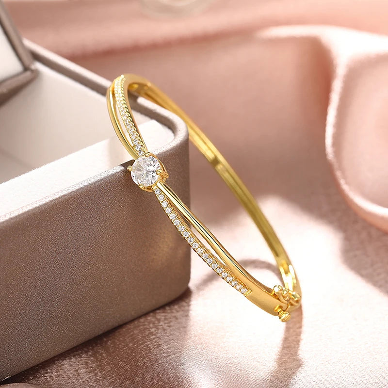 Huitan Cross Bangle Bracelet – Cubic Zirconia Women's Jewelry Bangle Bracelet Axl
