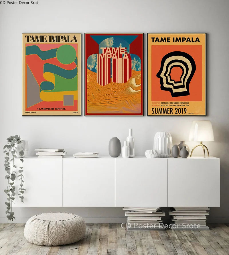 Tame Impala Psychedelic Vintage Poster – Kraft Paper Rock Wall Art Decorative Poster Axl