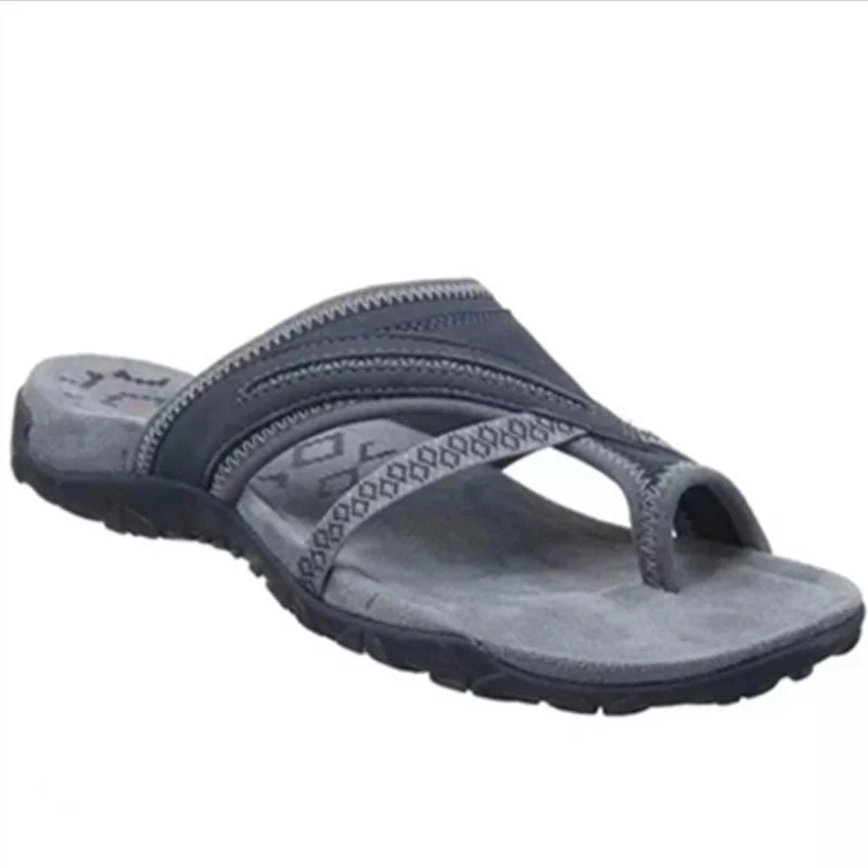 Women's Color Block Closed Toe Flat Slippers & Beach Sandals Flat Slippers Axl GRAY 41
