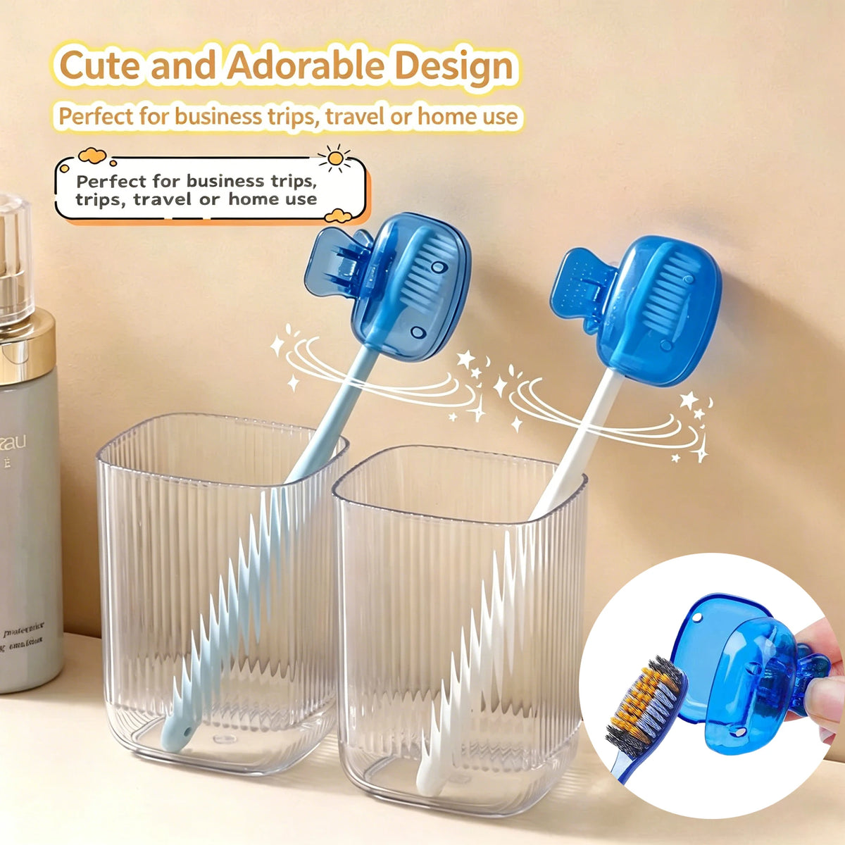 3-Pack Travel Toothbrush Head Covers – Portable Protector Caps Toothbrush Protector Cap Axl