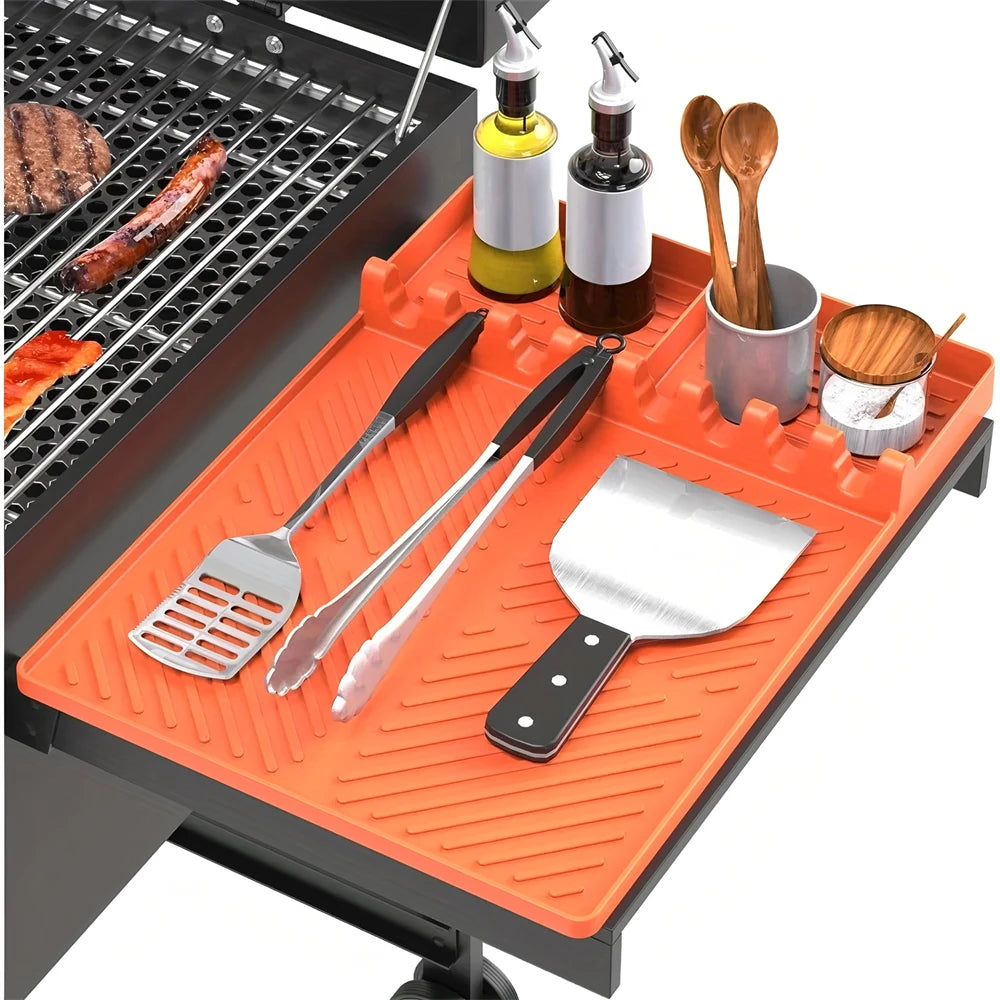Silicone Grill Mat – Food Grade BBQ Drip Pad & Spatula Rest Silicone Grill Mat Axl