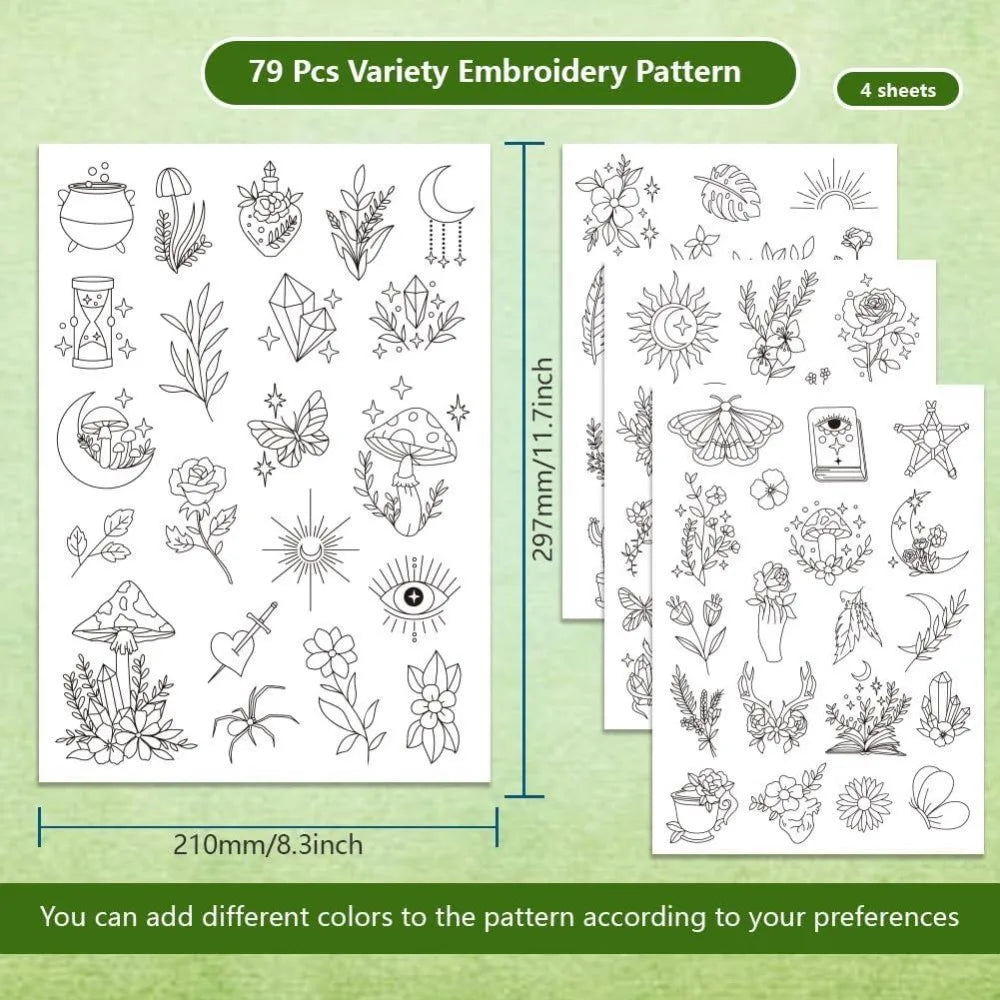79PCS Boho Water Soluble Embroidery Stabilizers – 4 Sheets Embroidery Stabilizer Axl