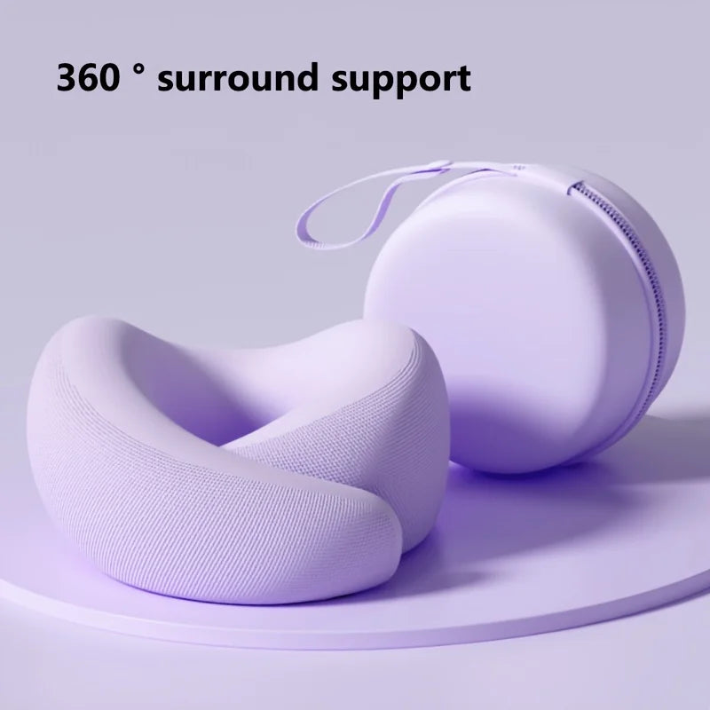 U-Shaped Memory Foam Travel Neck Pillow with Storage Box Travel Neck Pillow Axl Purple - 1set