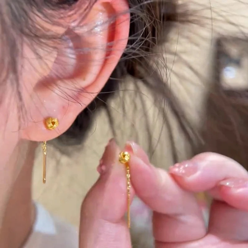Golden Ruyi Drop Earrings – Light Luxury Metal Jewelry Drop Earrings Axl