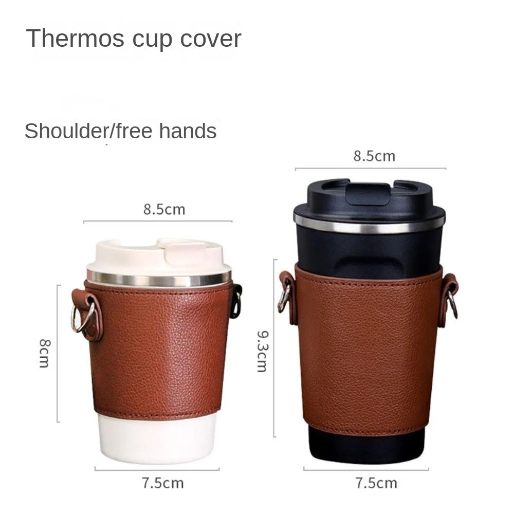 PU Leather Cup Holder Bag with Adjustable Shoulder Strap Leather Cup Carrier Bag Axl