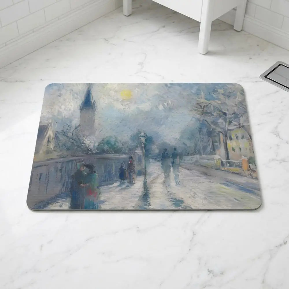 Diatomite Bath Mat – Anti-Slip, Quick Dry, Pissarro Art Design Diatomite Bath Mat Axl