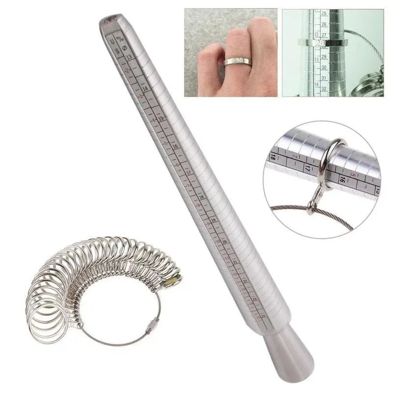 Metal Ring Sizer Set – Mandrel Stick & Finger Gauge Tool Jewellery Sizing Tool Axl