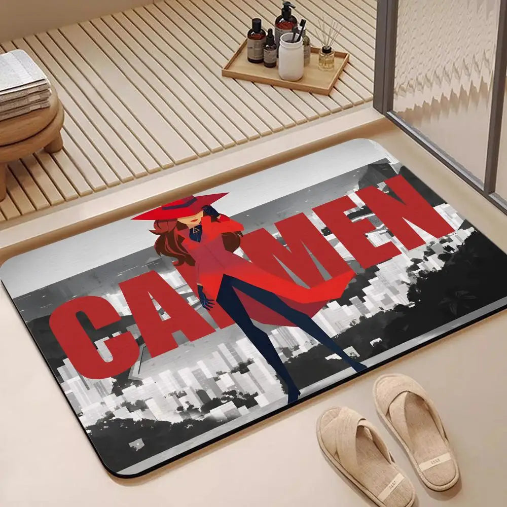 Diatomite Bath Mat – Quick Dry Anti-Slip Anime Carmen Sandiego Diatomite Bath Mat Axl