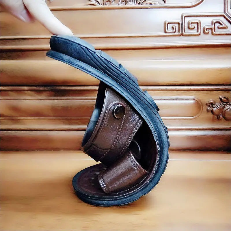 YBQJOO Men's Thick Sole Leather Sandals – Beach & Casual Men's Sandals Axl