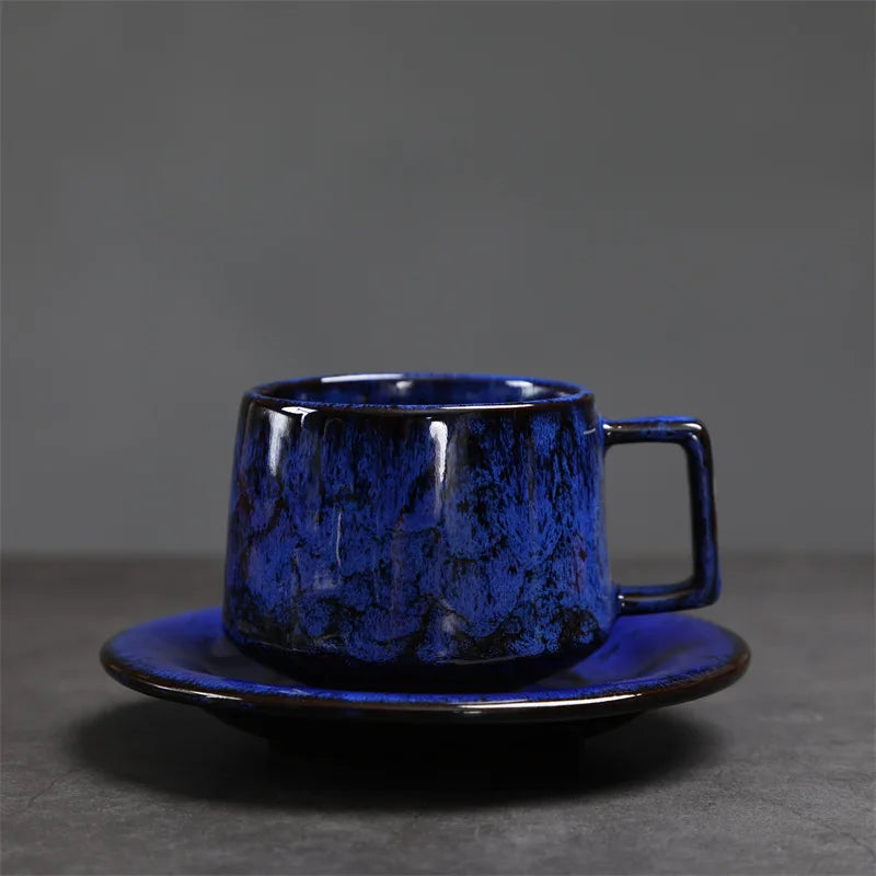 180ml Japanese Kiln-Fired Ceramic Espresso Cup & Saucer Set Ceramic Espresso Cup Axl Dark Blue 180ml