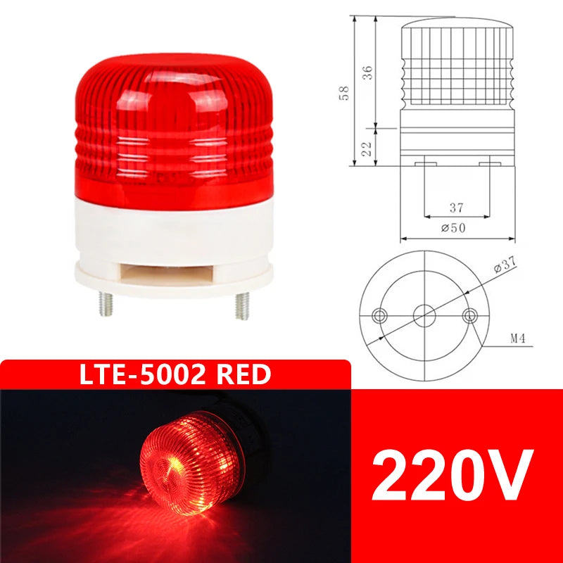 LTE-5002TJ LED Strobe Warning Light 12V 24V 220V Flashing Strobe Warning Light Axl 220V only RED