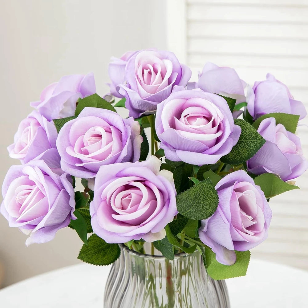 5-Pack Silk Rose Long Stem Bouquet | Wedding & Home Decor Artificial Flower Bouquet Axl