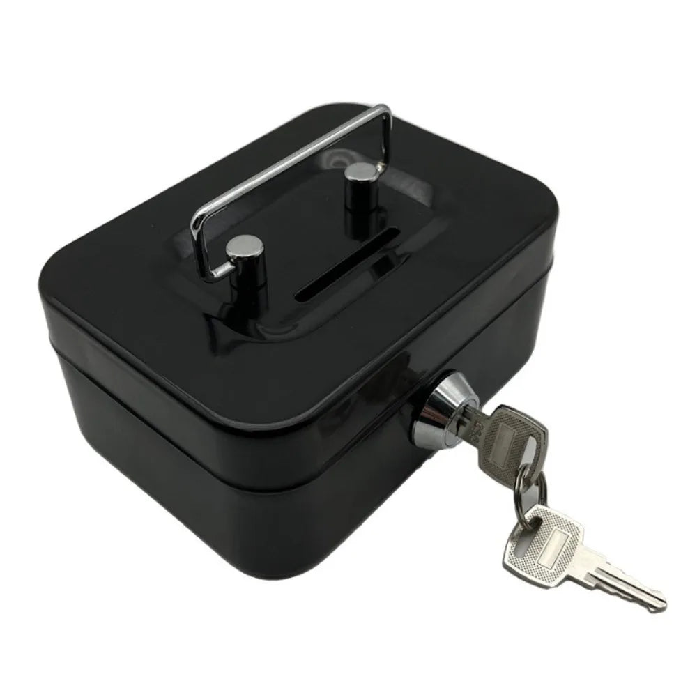 Small Metal Cash Box Key Lock & Handle – Kids Money Organizer Lockable Cash Box Axl