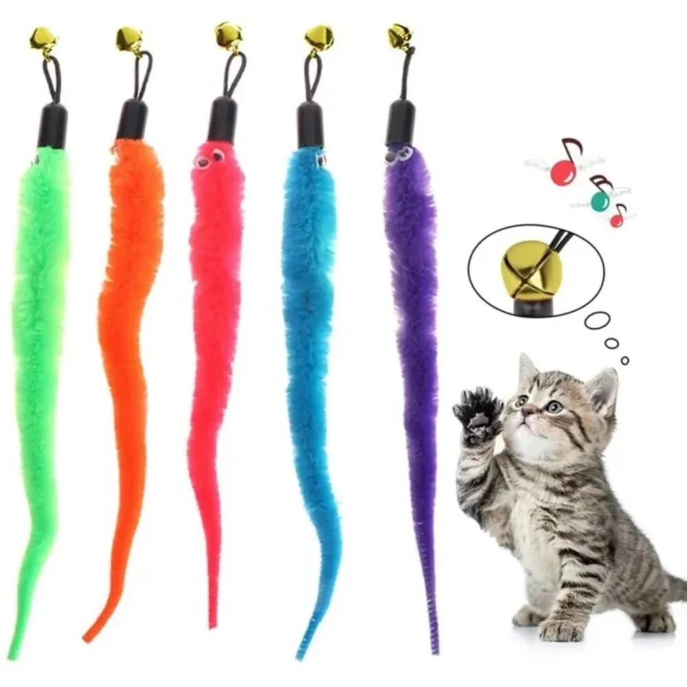5-Pack Caterpillar Plush Worm Cat Toys – Interactive Refill Heads Cat Toy Refills Axl