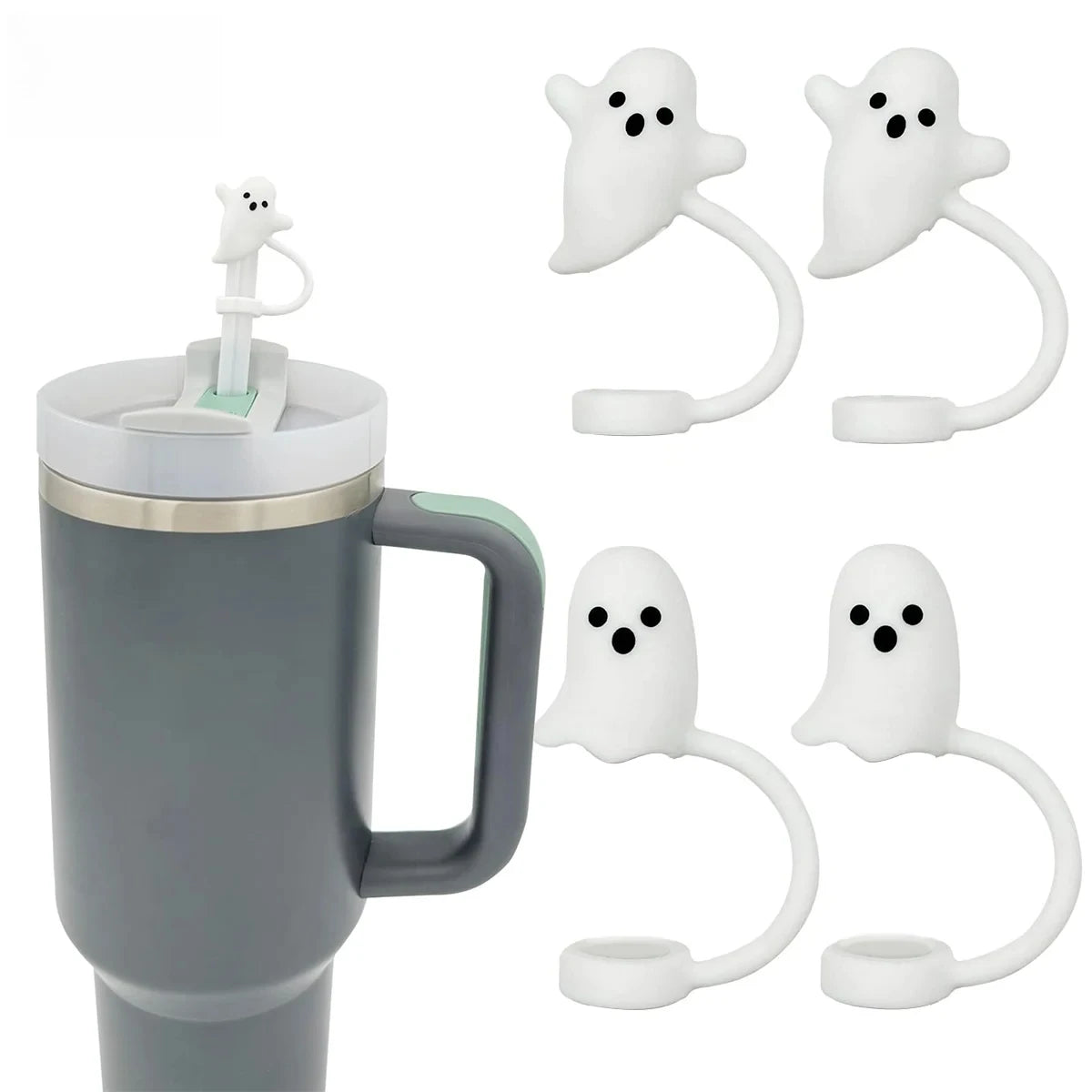 Ghost Silicone Straw Topper Caps for Stanley 30 & 40 oz Cups Straw Topper Caps Axl