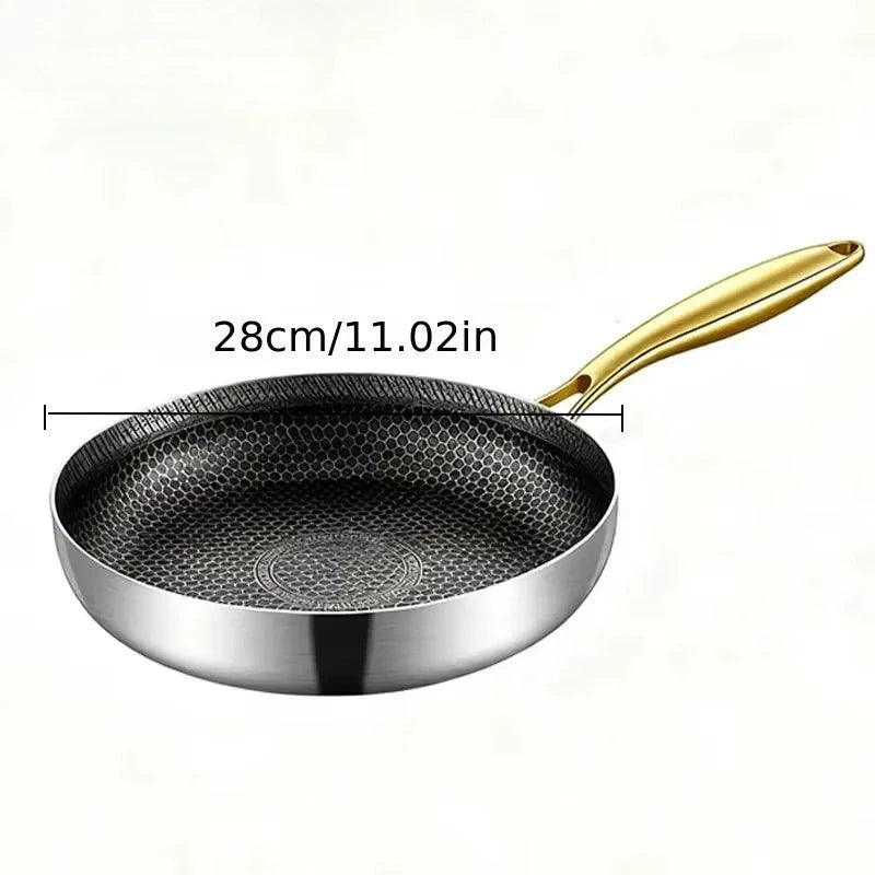 KEMORELA 316 Stainless Steel Non-Stick Honeycomb Skillet Wok Non-Stick Skillet Axl 28cm