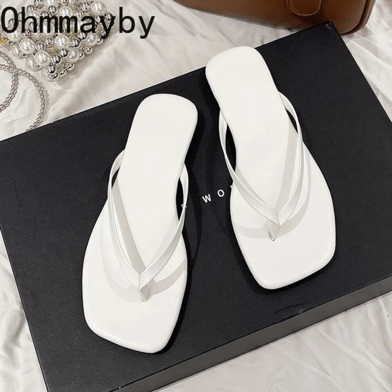 Women's Square Toe Flip Flops – Soft Sole Summer Slides Women's Flip Flops Axl