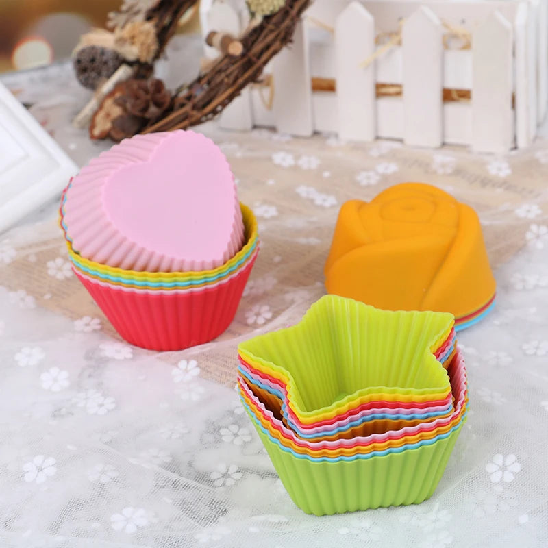 6-Piece Silicone Cupcake Molds – Assorted Shapes Baking Set Silicone Baking Molds Axl