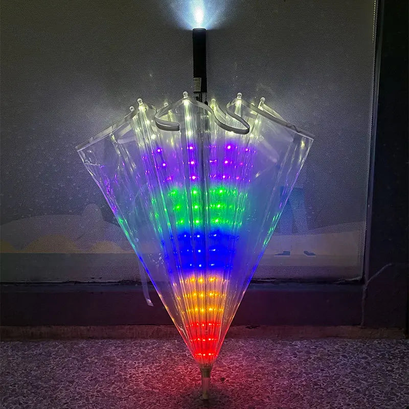 LED Light Transparent Umbrella – Colorful Flashlight Long Handle LED Flashlight Umbrella Axl