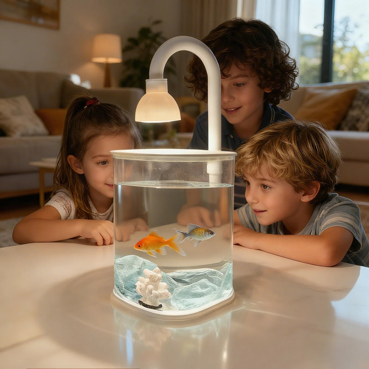 Starter Kit Small Tabletop Fish Tank with Light – Kids Gift Tabletop Fish Tank Axl