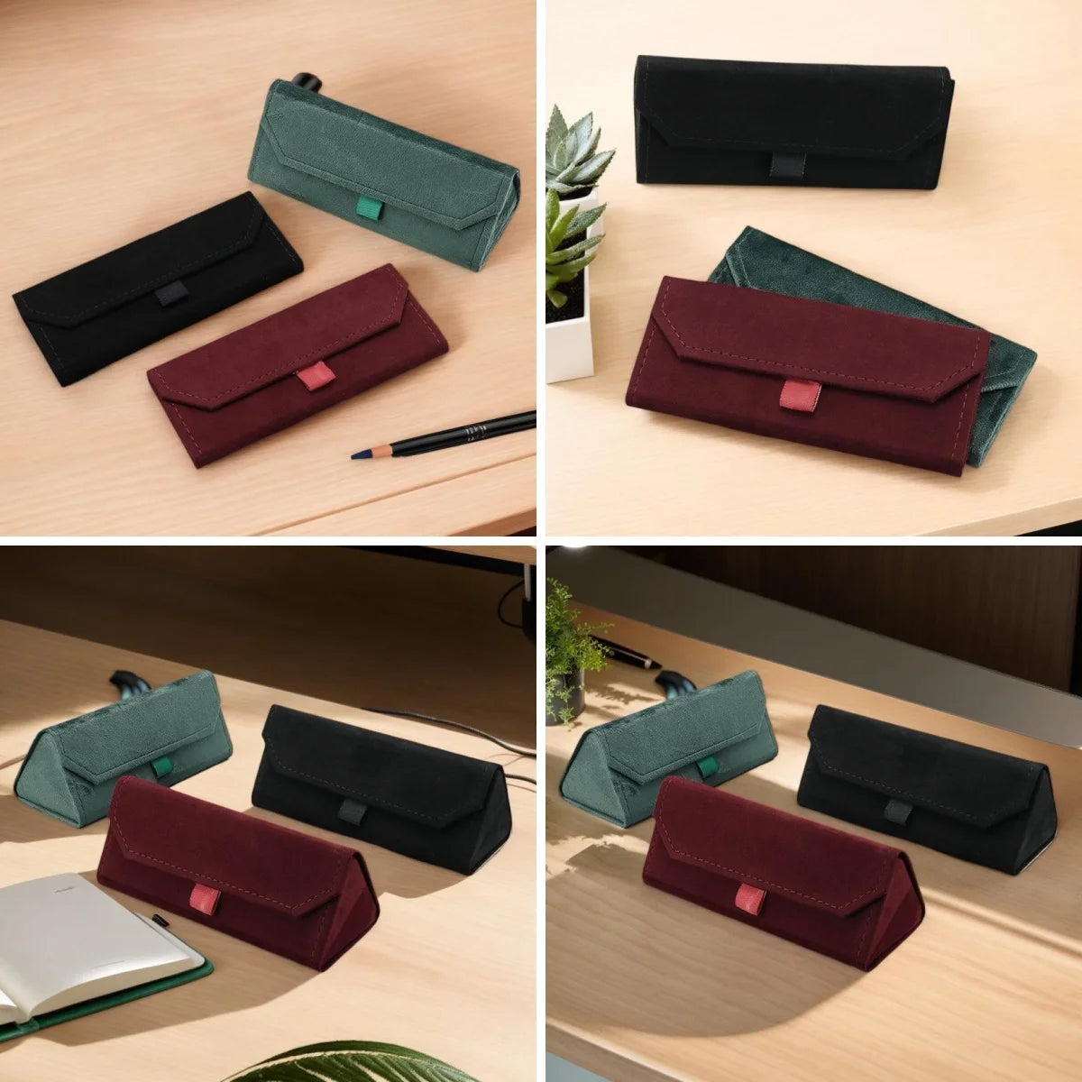 Portable Triangle Folding Glasses Case – Velvet Sunglasses Box Eyeglass Case Axl