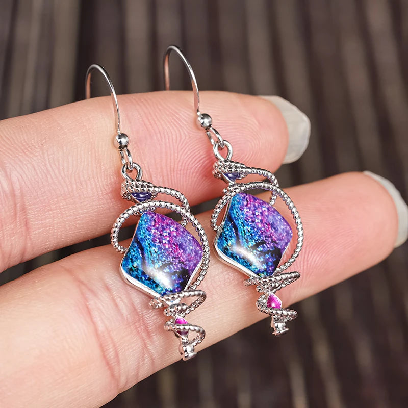 Huitan Purple Dangle Drop Earrings – Women's Fashion Jewelry Dangle Drop Earrings Axl