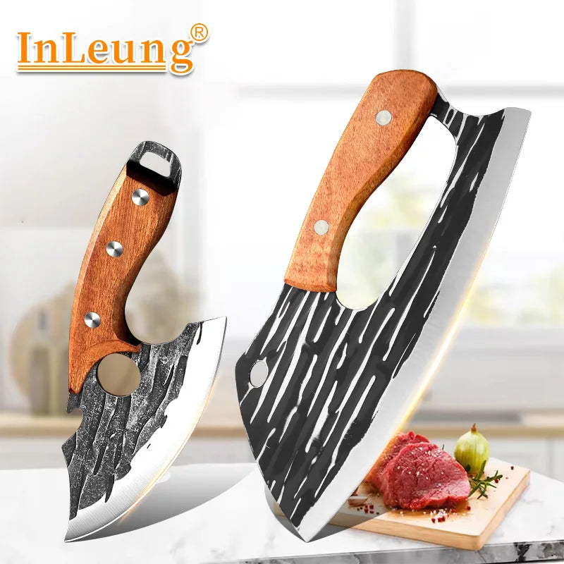 InLeung Forged Stainless Steel Cleaver & Boning Knife 12.5" Kitchen Cleaver Knife Axl