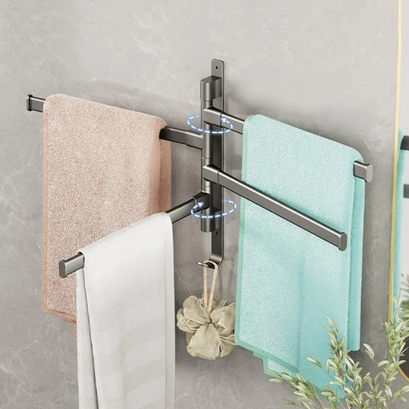 Wall Mounted Rotatable Towel Rack – Space Aluminum 2–5 Bars Towel Rack Axl